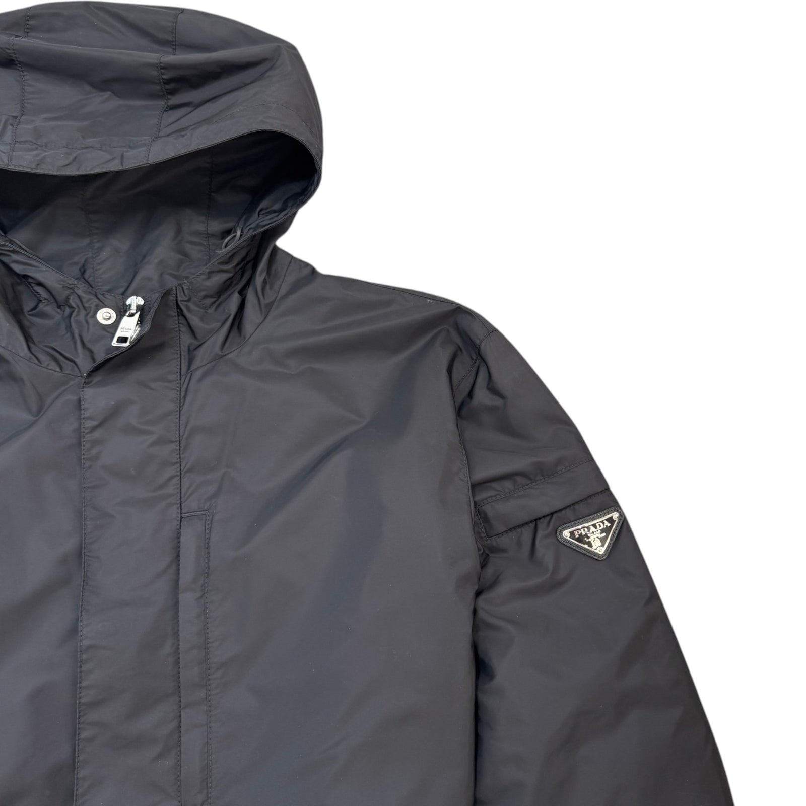 Men's Re-Nylon Plaque Logo Windbreaker Black Size IT 48 / M - Photo 6