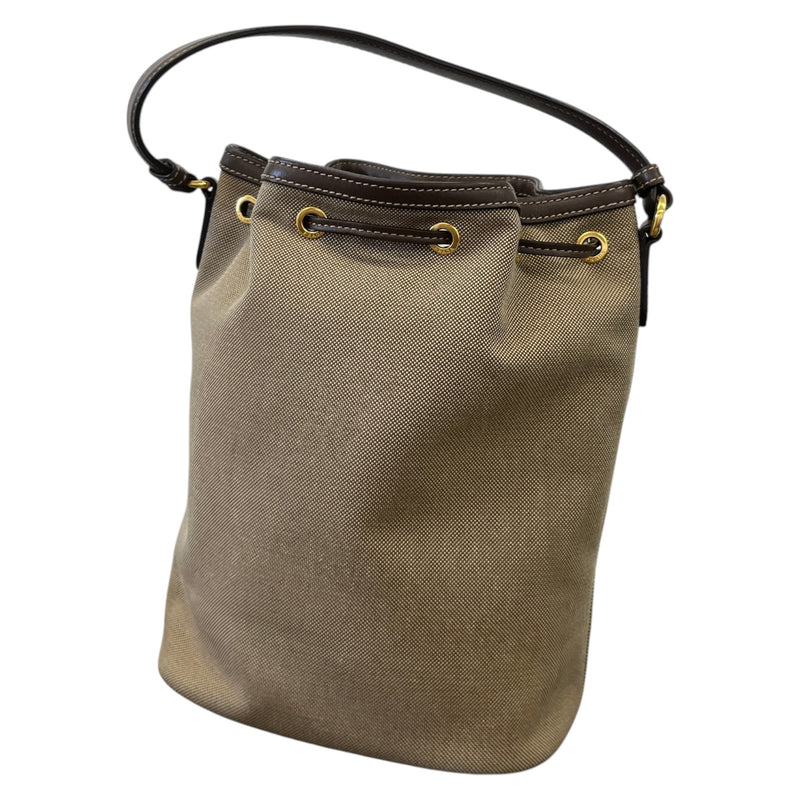 Women's Embroidered Logo Bucket Bag Beige