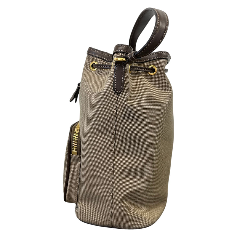 Women's Embroidered Logo Bucket Bag Beige