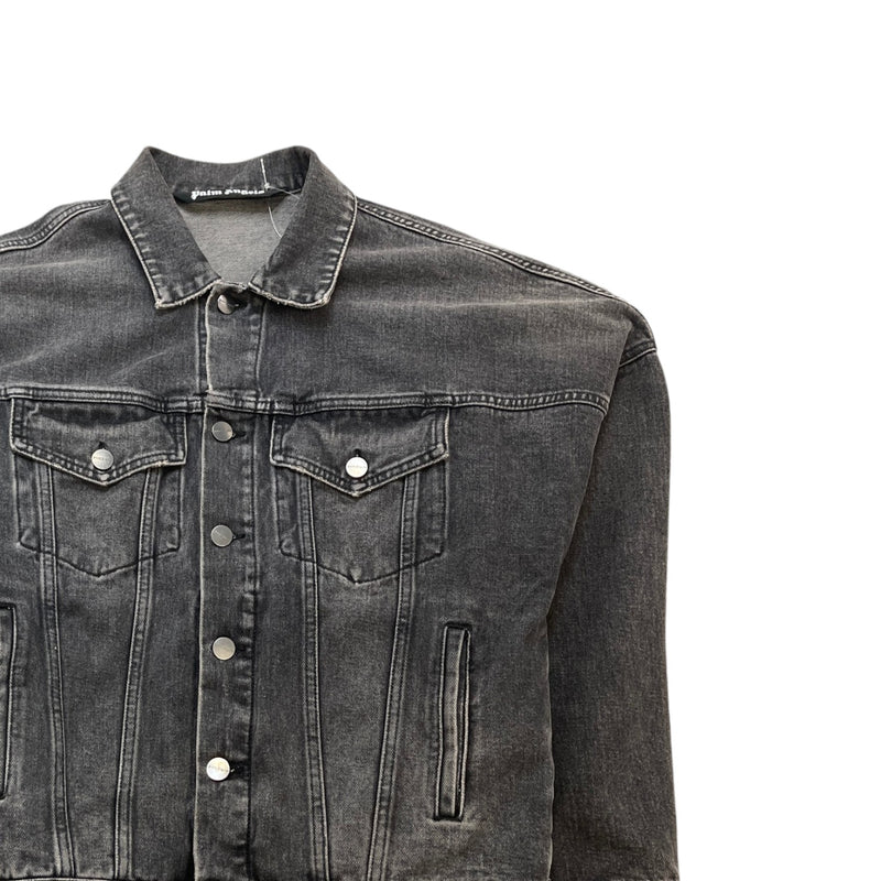 Men's Denim Logo Print Jacket Grey Size XS