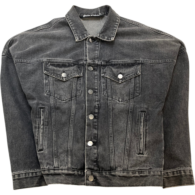 Men's Denim Logo Print Jacket Grey Size XS
