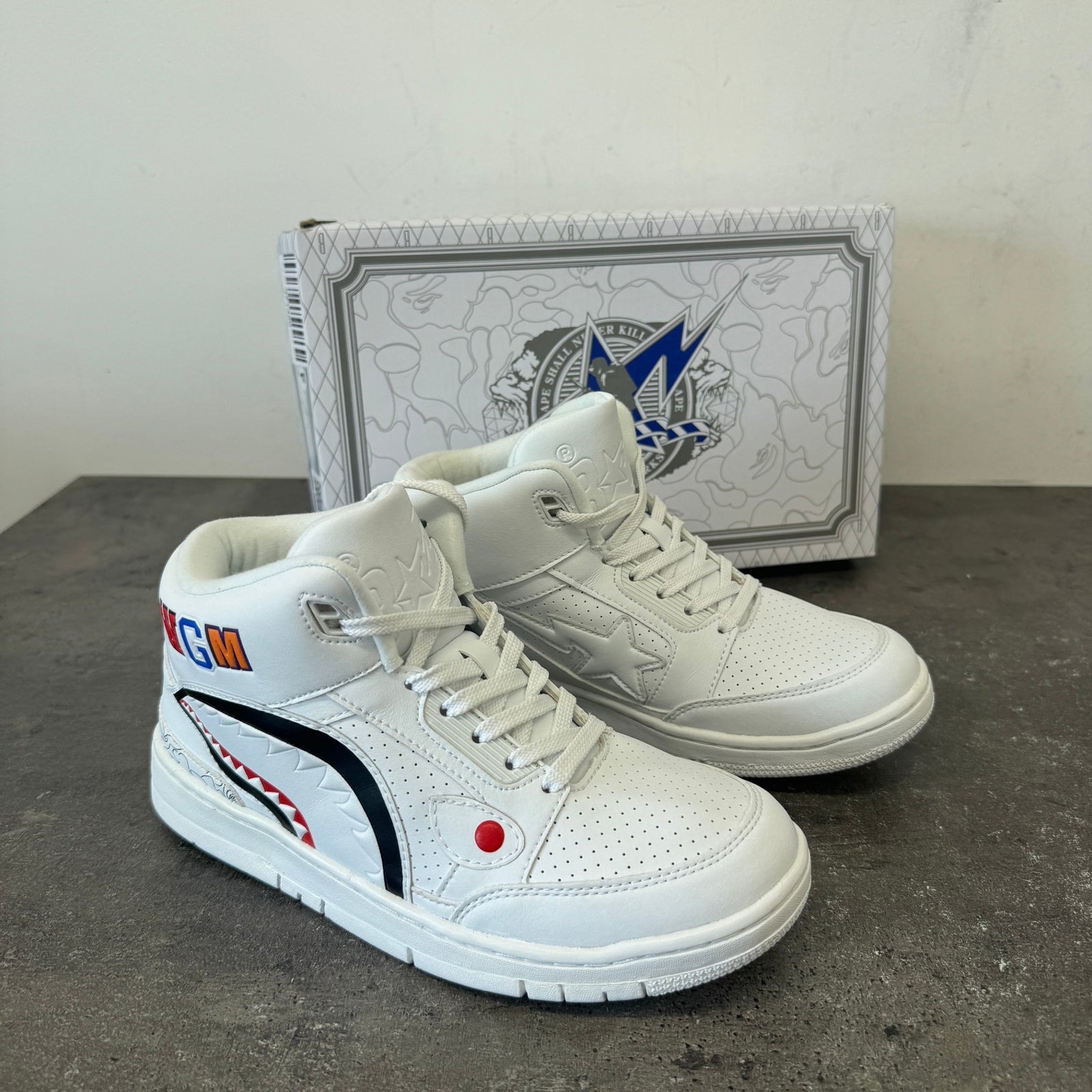 Women's Shark Cloud Stas High Trainers White Size EU 38 / UK 5 - Photo 12