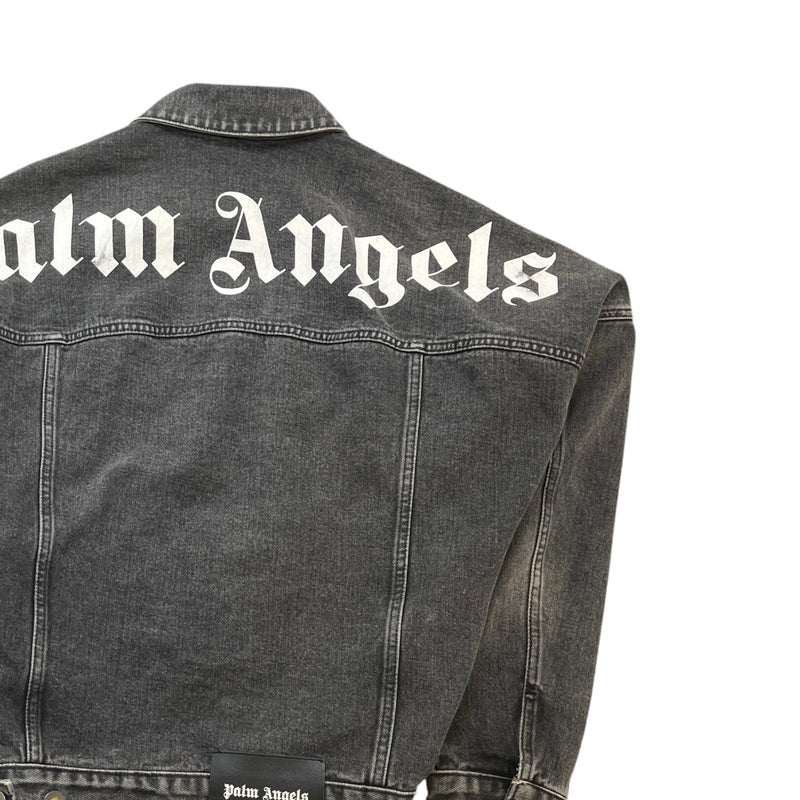Men's Denim Logo Print Jacket Grey Size XS
