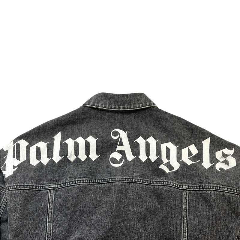 Men's Denim Logo Print Jacket Grey Size XS