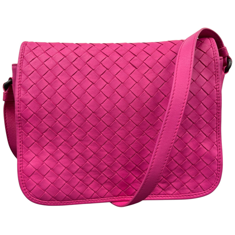 Women's Fuchsia Intrecciato Nappa Crossbody Bag Pink
