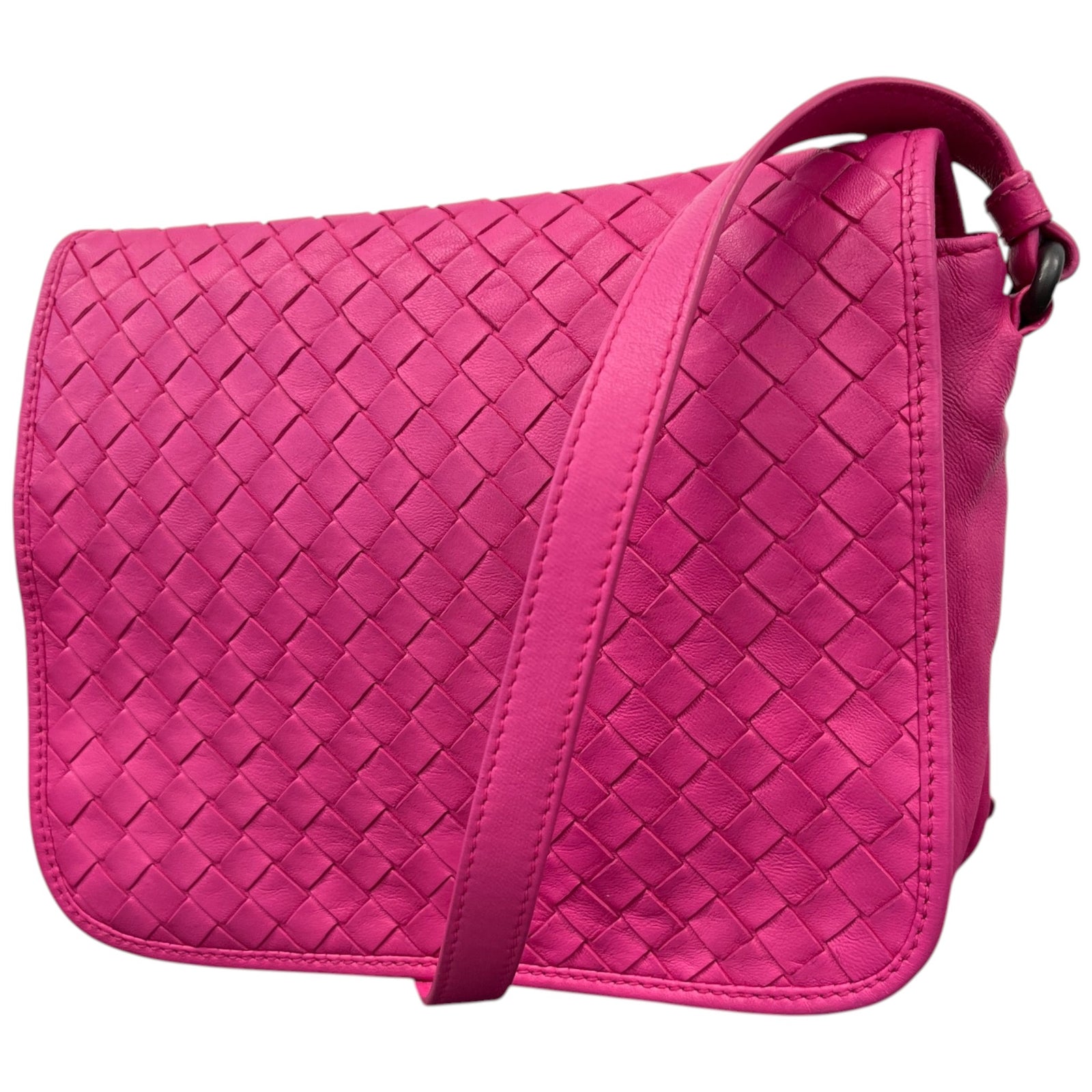 Women's Fuchsia Intrecciato Nappa Crossbody Bag Pink - Photo 4