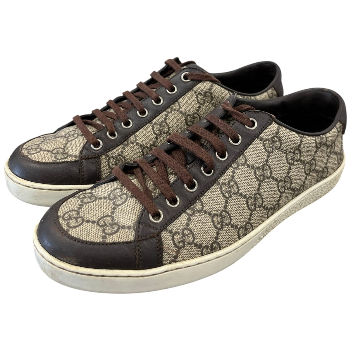 Men's GG Supreme Brooklyn Low Trainers Brown Size UK 6 / EU 40 - Photo 9
