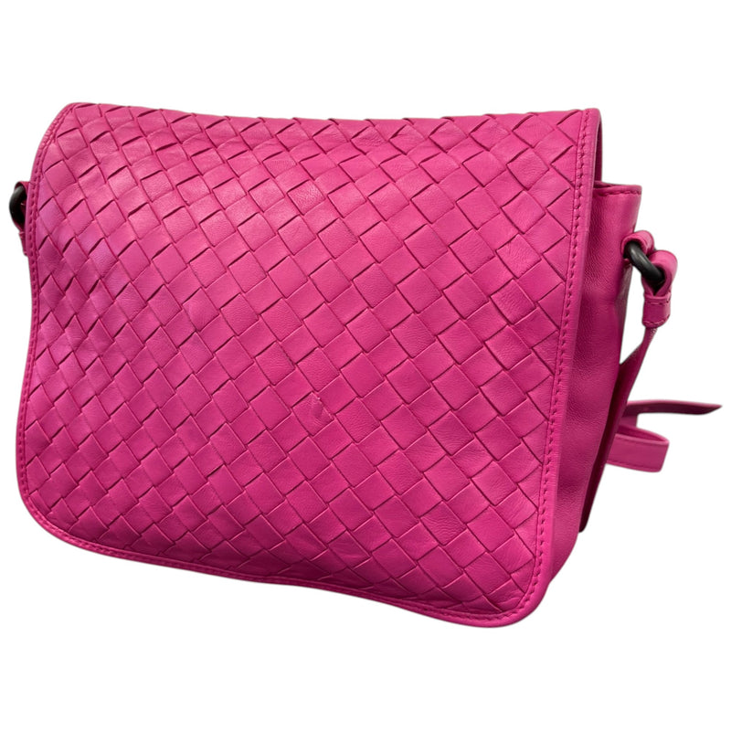 Women's Fuchsia Intrecciato Nappa Crossbody Bag Pink