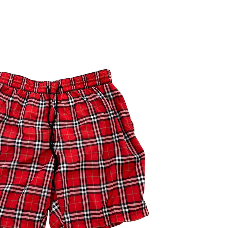 Men's Bradeston Check Swim Shorts Red Size M