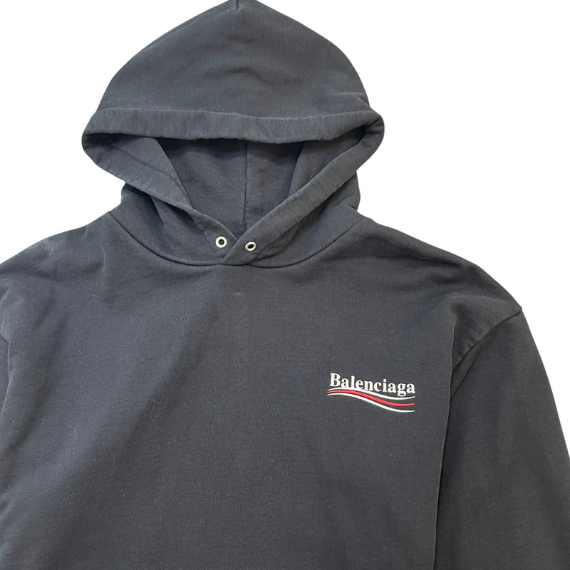 Women's Political Campaign Logo Hoodie Black Size XL / UK 14