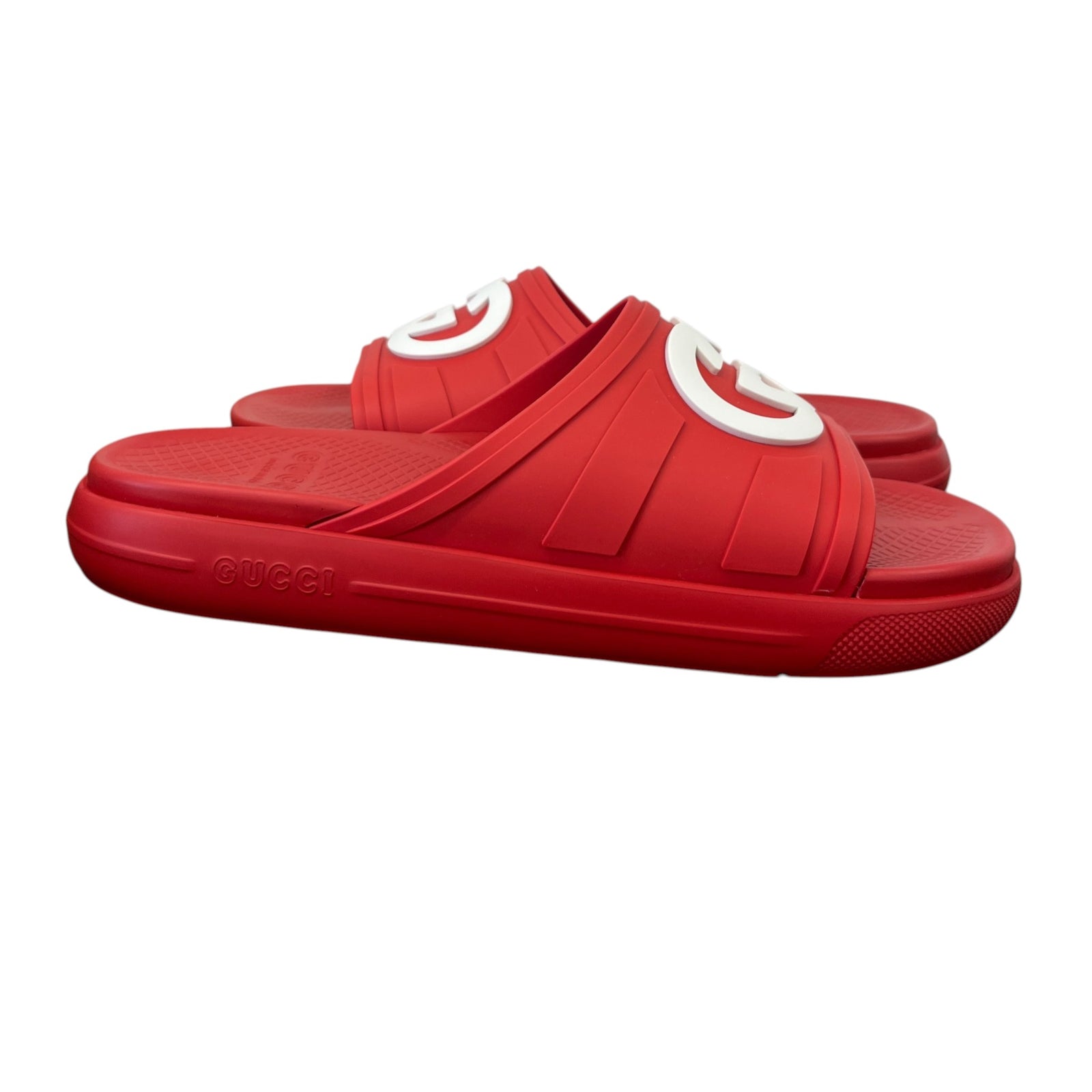 Men's Interlocking G Slides Red Size EU 43 / UK 9 - Photo 3
