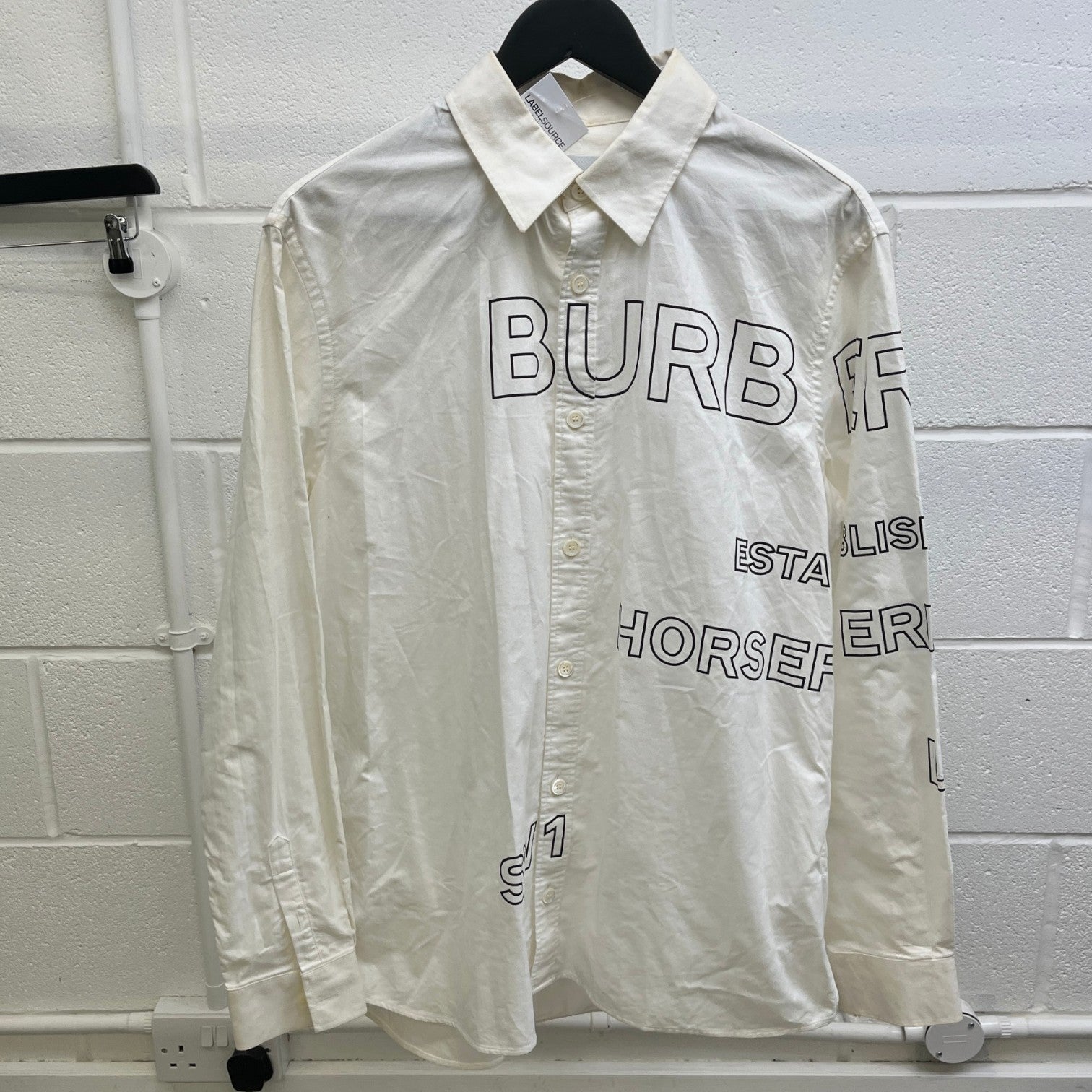 Men's Horseferry Print Shirt White Size M - Photo 8
