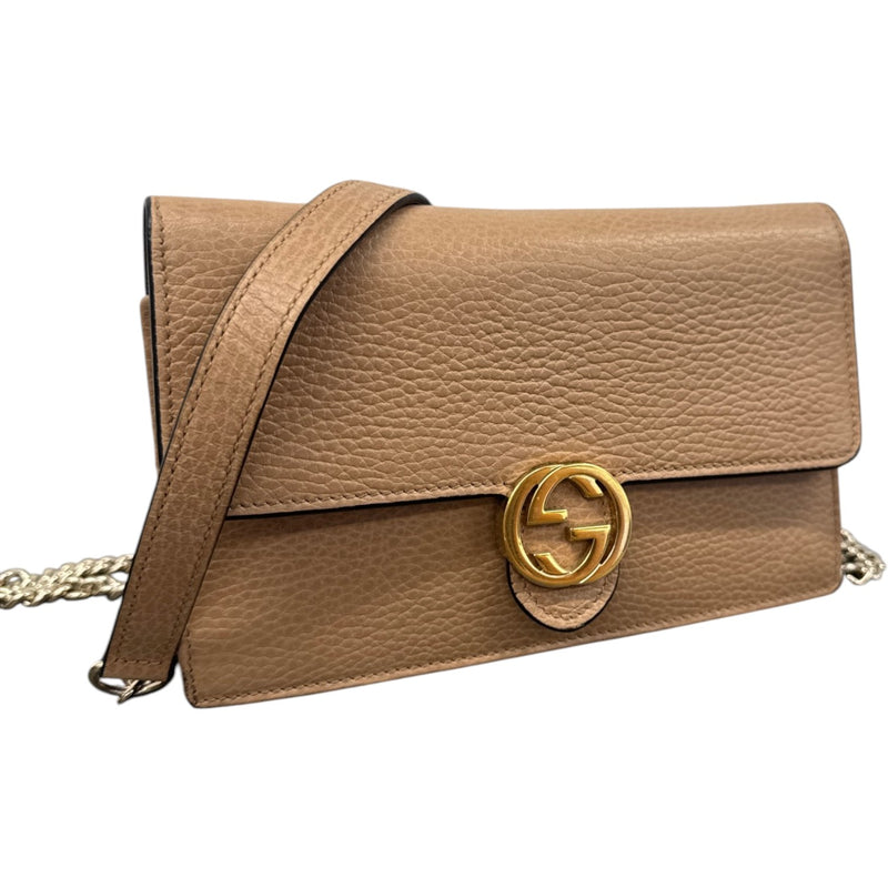 Women's Interlocking G Wallet On Chain Bag Tan