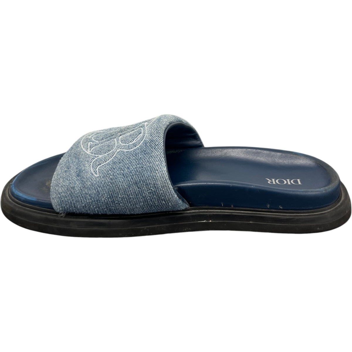 Men's Embroidered Logo Slides Blue Size UK 8 / EU 42 - Photo 3