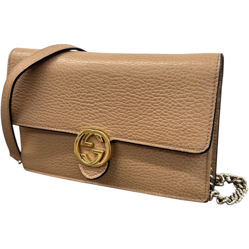 Women's Interlocking G Wallet On Chain Bag Tan