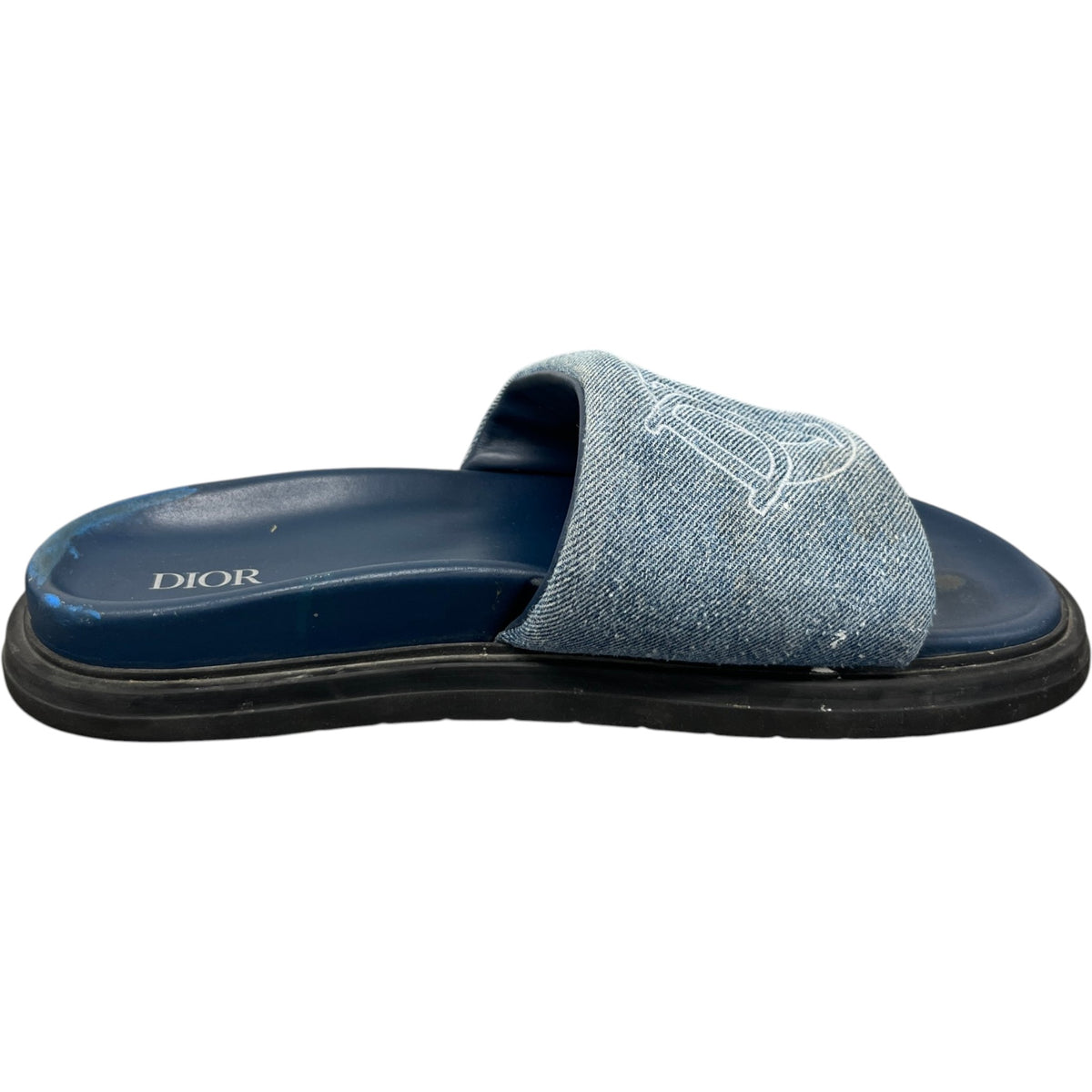 Men's Embroidered Logo Slides Blue Size UK 8 / EU 42 - Photo 4