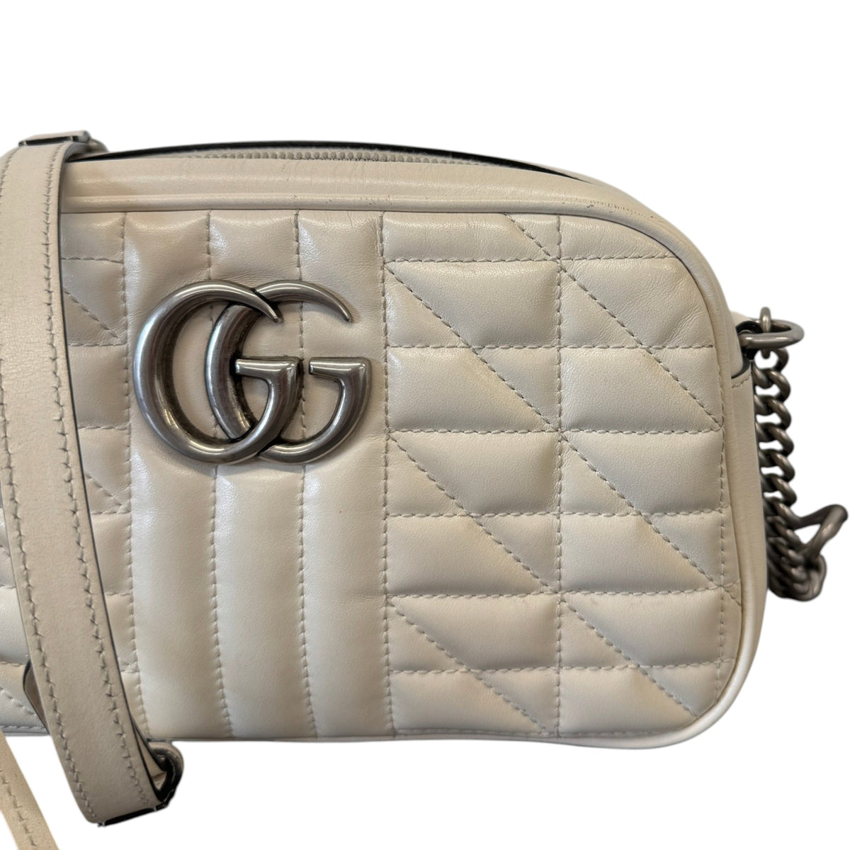 Women's GG Marmont Camera Handbag White - Photo 5