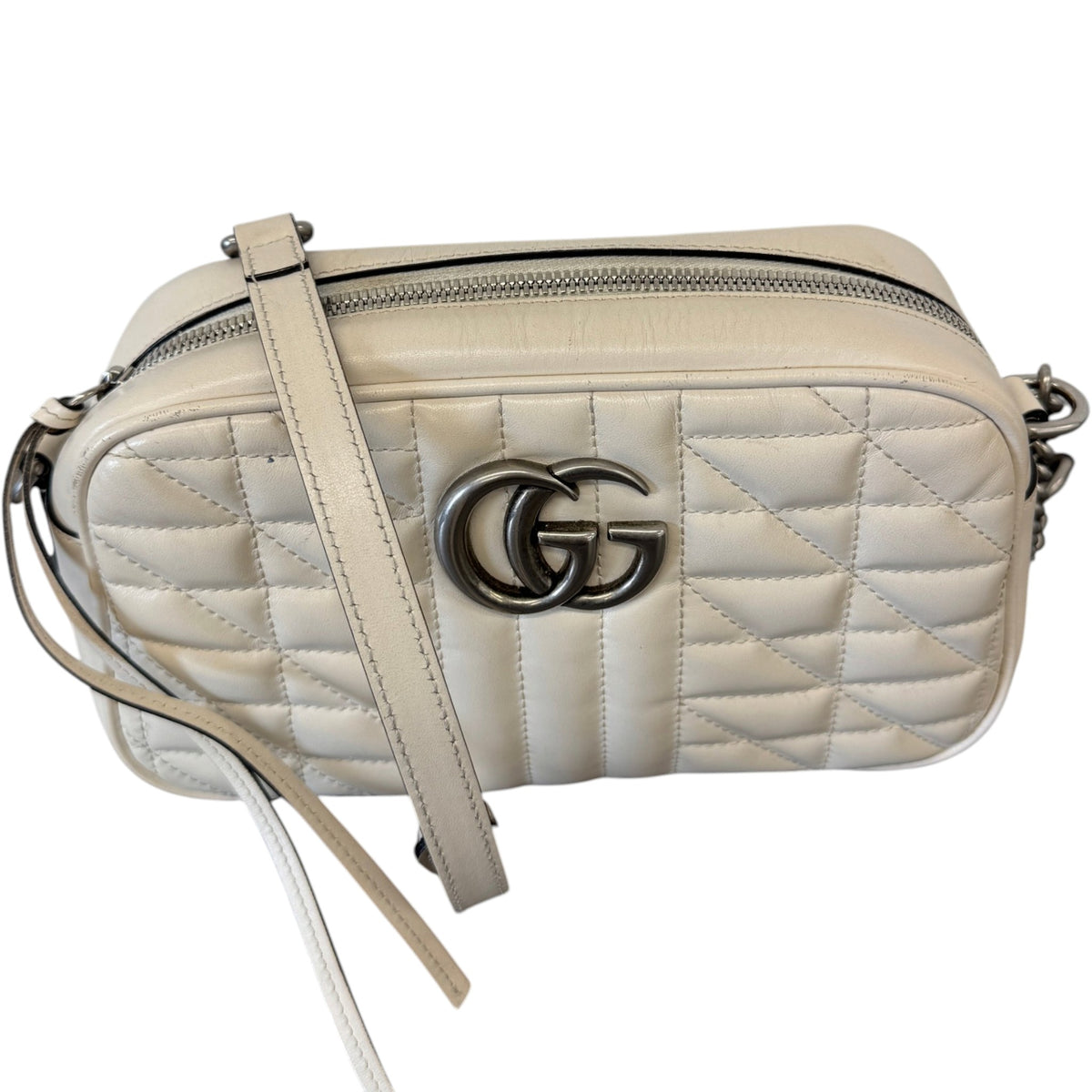 Women's GG Marmont Camera Handbag White - Photo 6