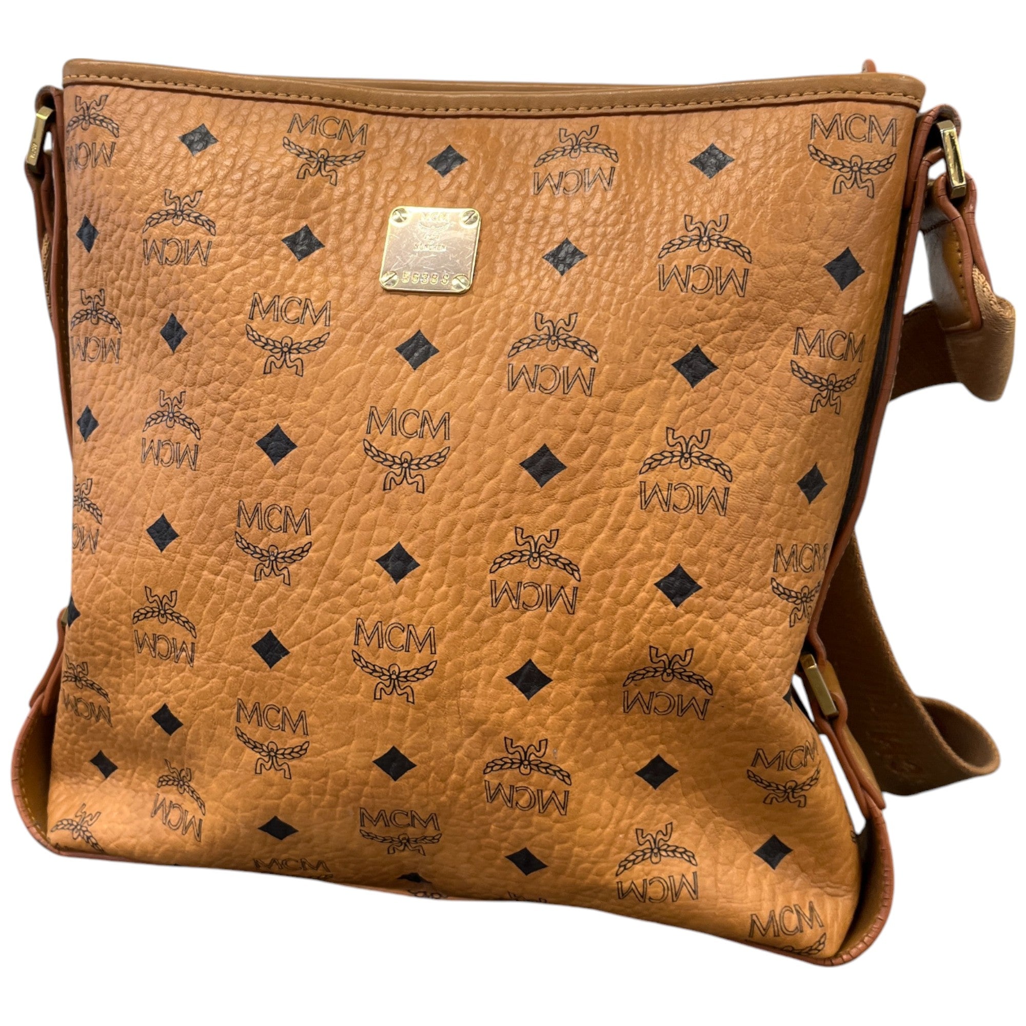 Men Mcm Messenger Crossbody Bag Men's Mcm Logo Messenger Bag Brown