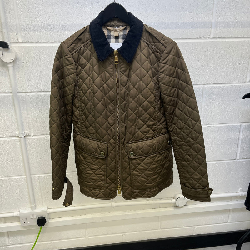 Men's Quilted Checkered Jacket Khaki Size M