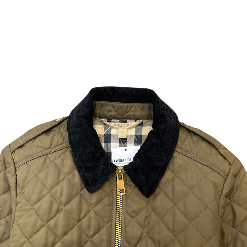 Men's Quilted Checkered Jacket Khaki Size M