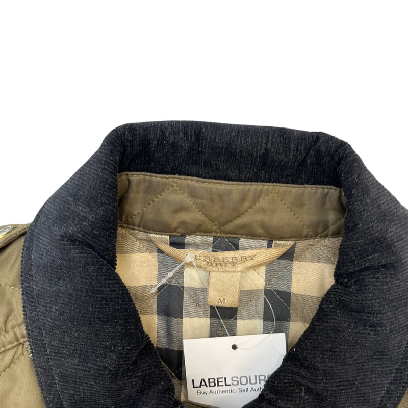 Men's Quilted Checkered Jacket Khaki Size M