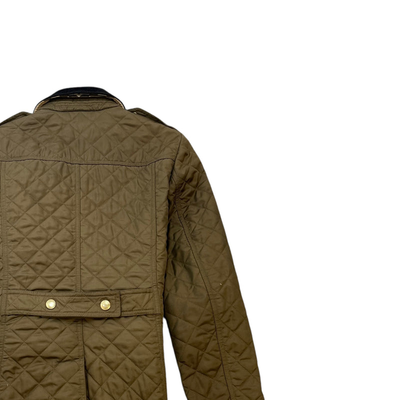 Men's Quilted Checkered Jacket Khaki Size M