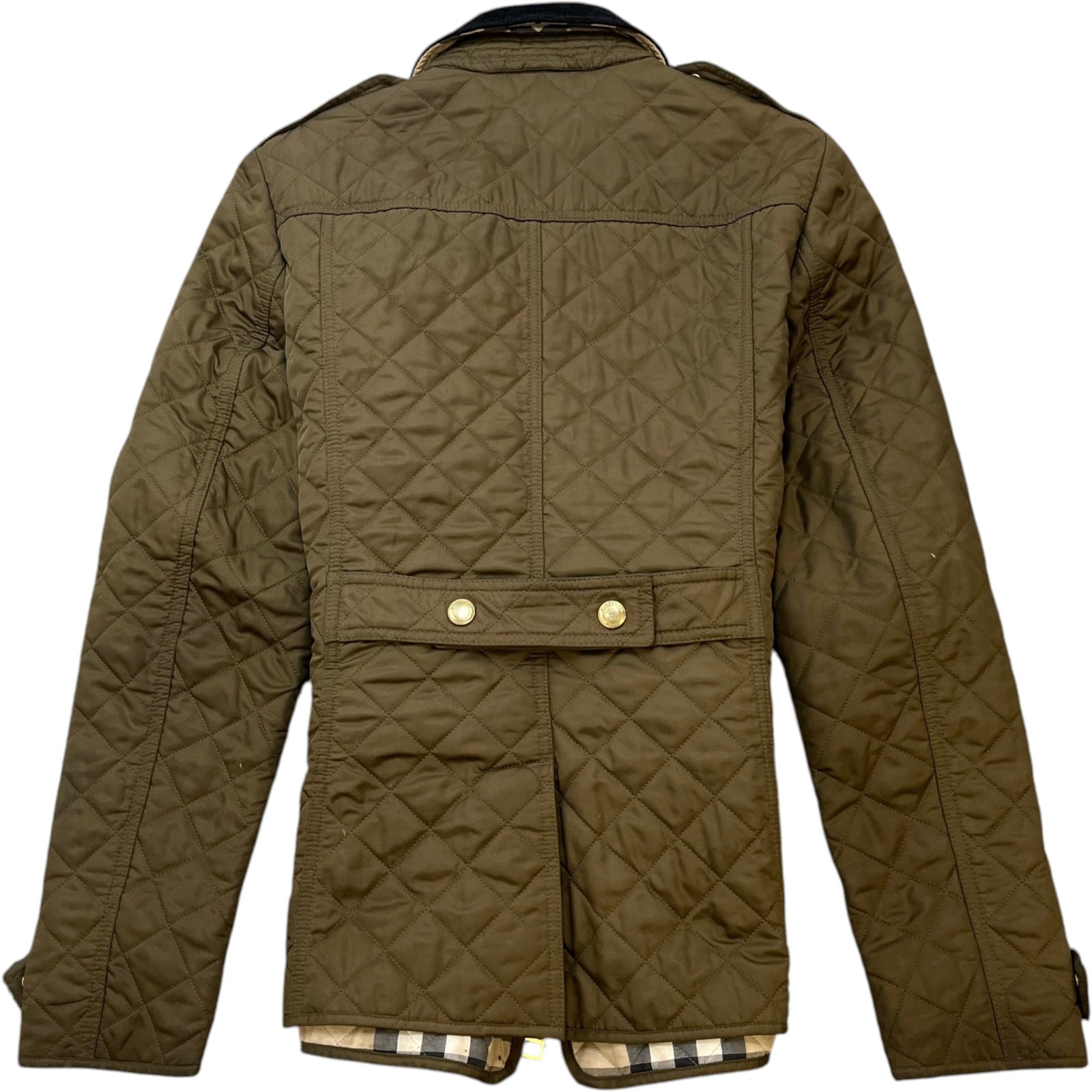 Men's Quilted Checkered Jacket Khaki Size M - Photo 2