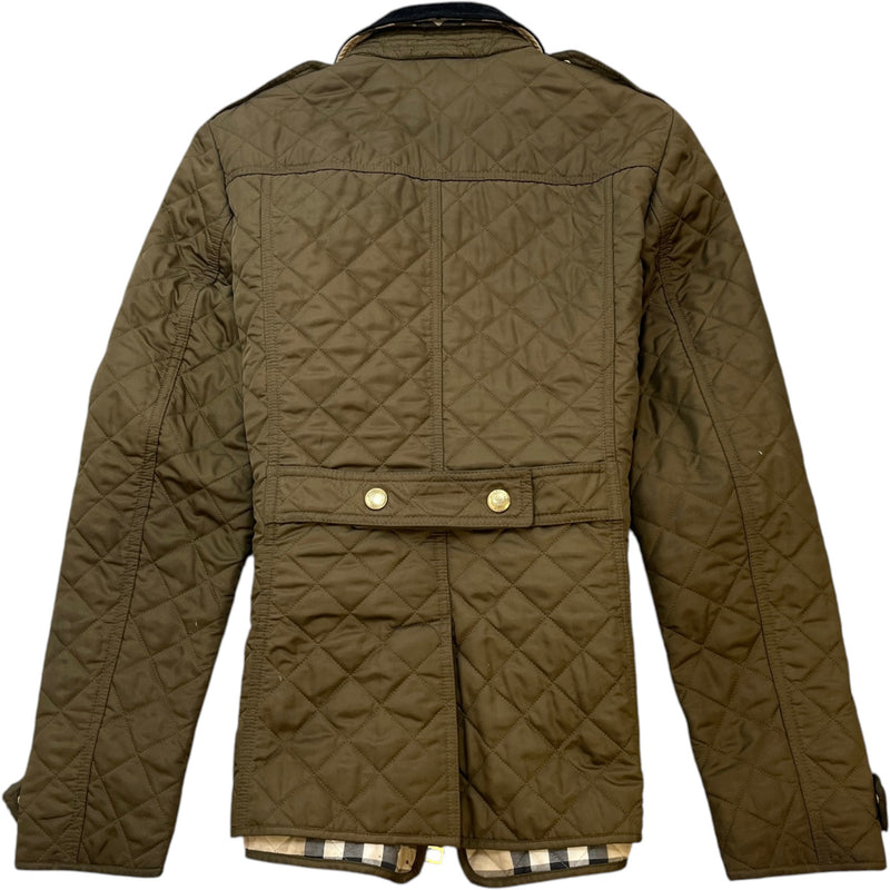 Men's Quilted Checkered Jacket Khaki Size M