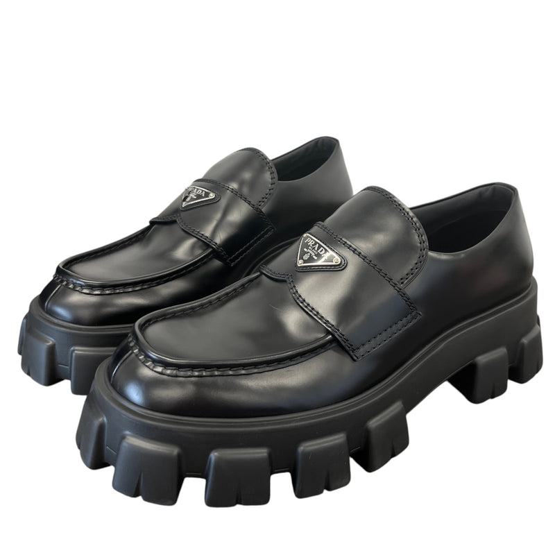 Men's Plaque Logo Loafers Black Size EU 46 / UK 12