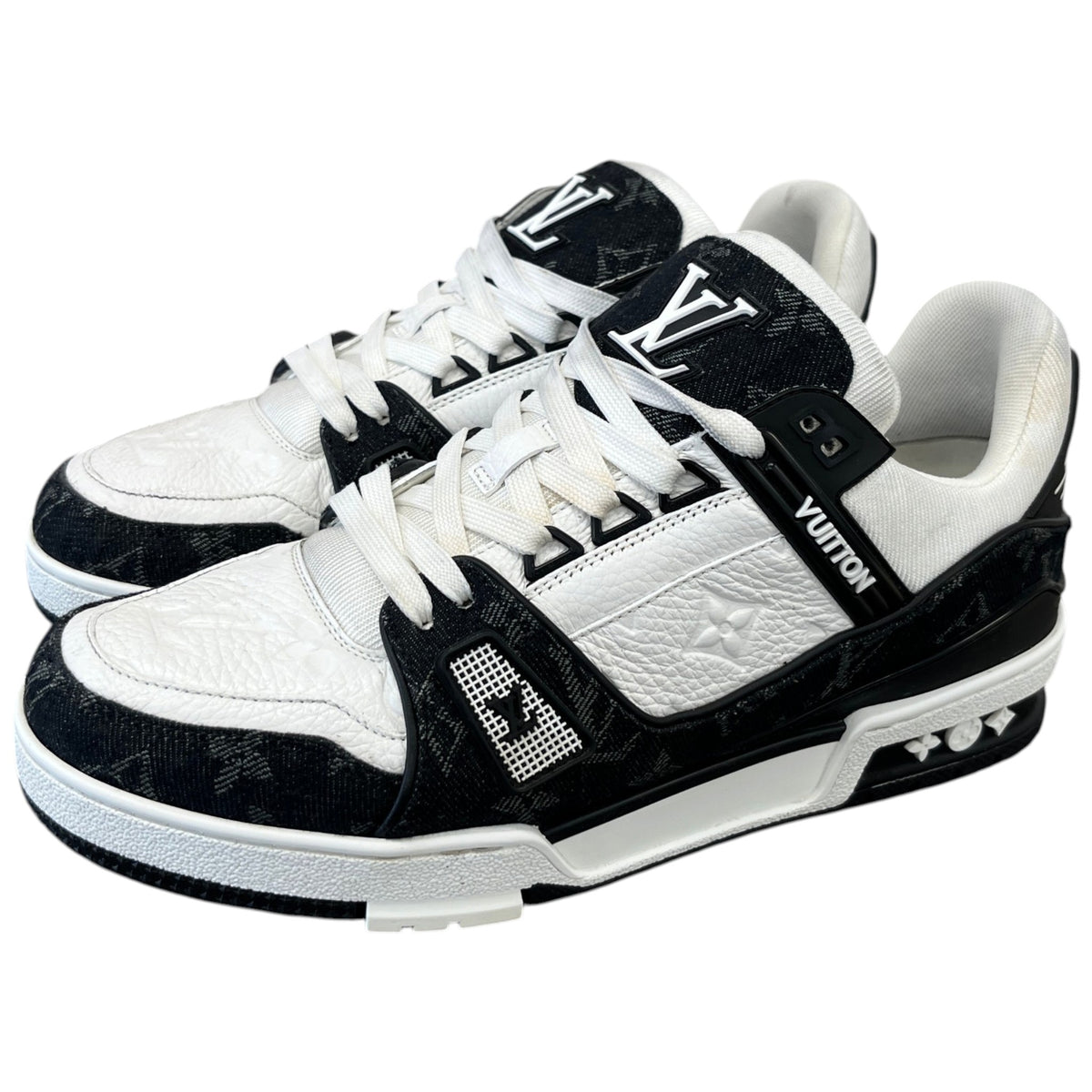 Men's LV Demin Low Trainers White Size UK 6 / EU 40 - Photo 9