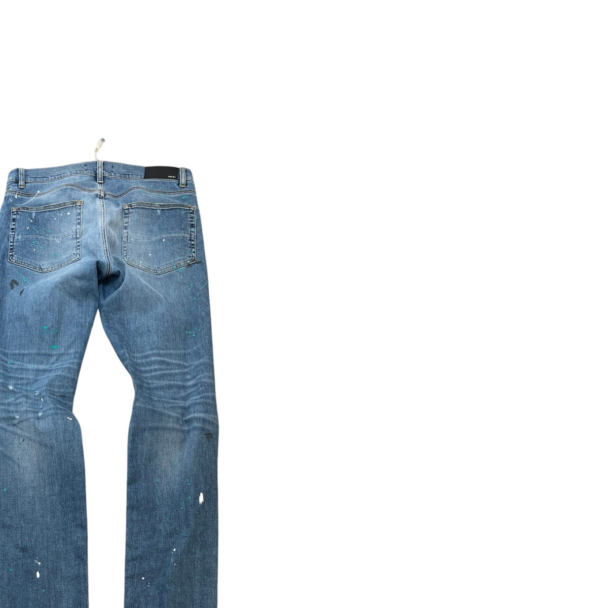 Men's Distressed Paint Splatter Jeans Blue Size L / W34 - Photo 4