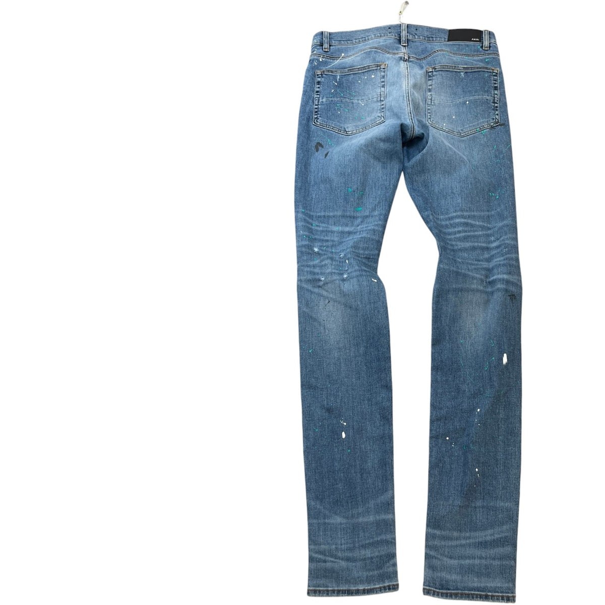 Men's Distressed Paint Splatter Jeans Blue Size L / W34 - Photo 2