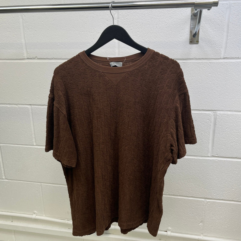 Dior Men's Oblique Towelling T-Shirt Brown Size XXL