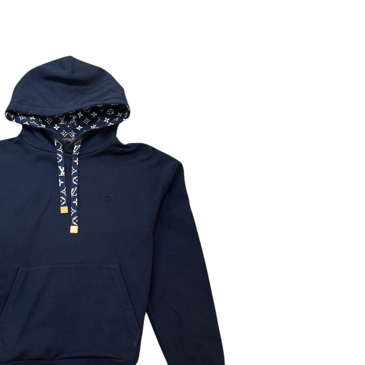 Men's Monogram Crystal LV Hoodie Navy Size S - Photo 3