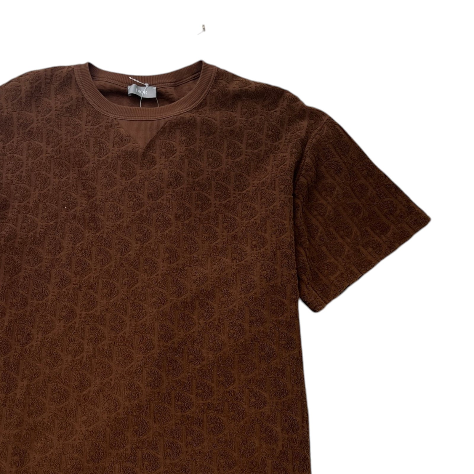 Dior Men's Oblique Towelling T-Shirt Brown Size XXL - Photo 3
