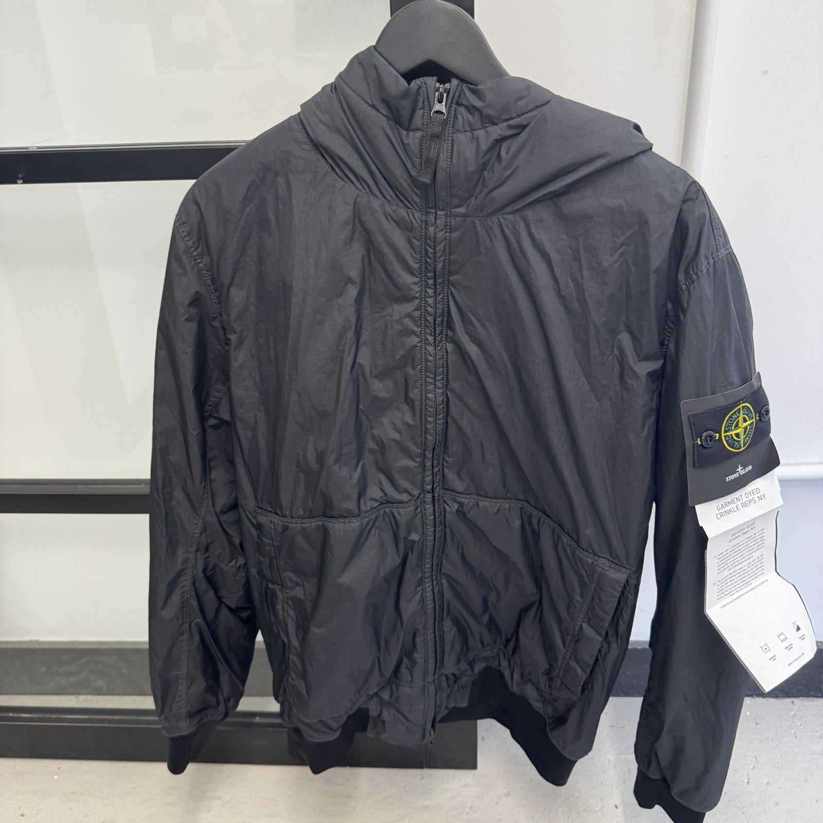 Men's Applique Logo Crinkle Reps NY Jacket Black Size M - Photo 7