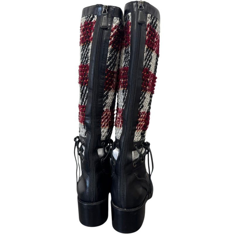 Women's CC Toe Cap Tweed Boots Black Size UK 7 / EU 40