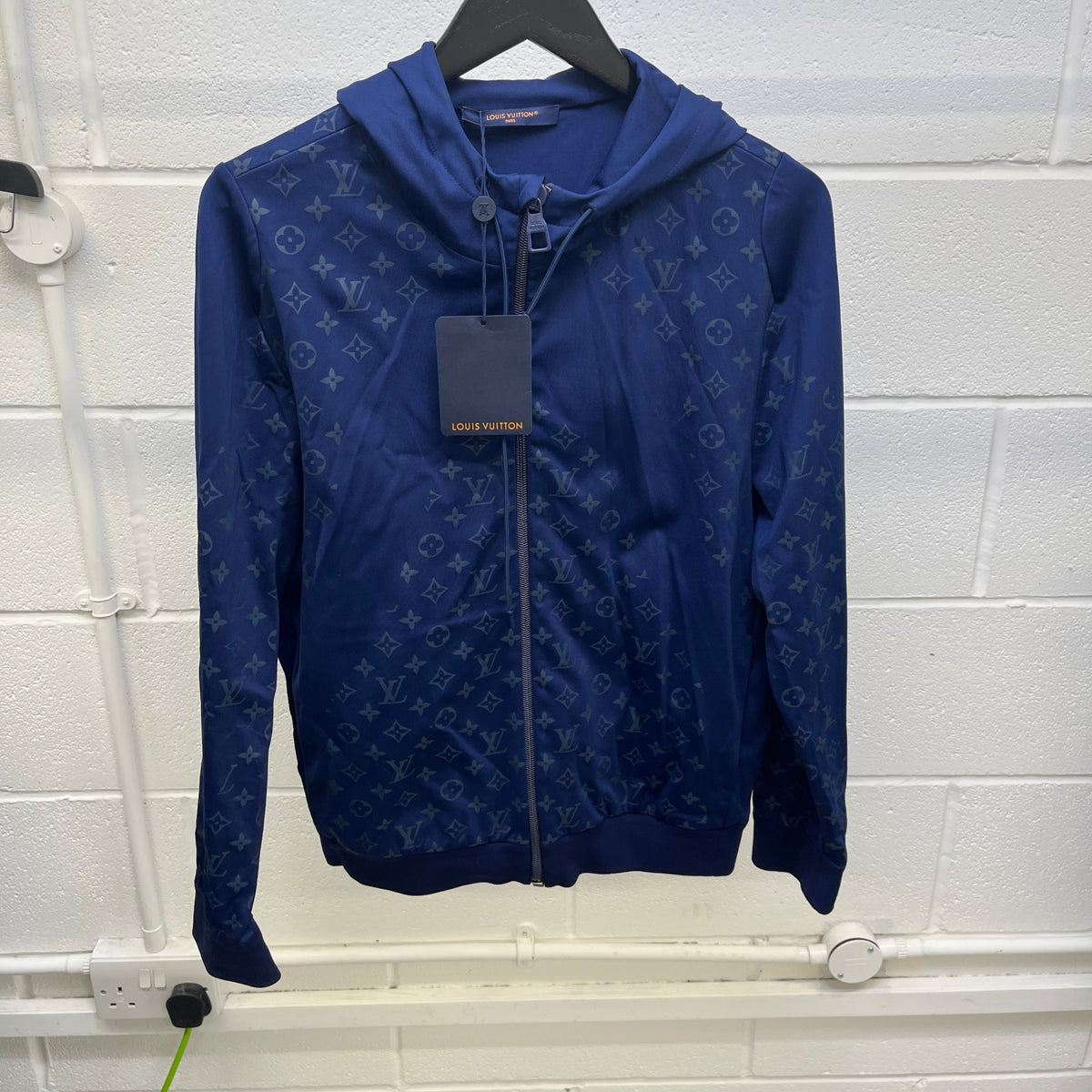 Men's Monogram French Terry Zip Though Hoodie Navy Size XS - Photo 6