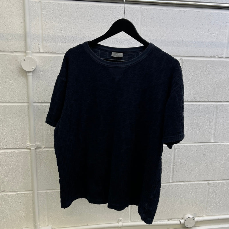 Men's Oblique Towelling T-Shirt Navy Size XXL