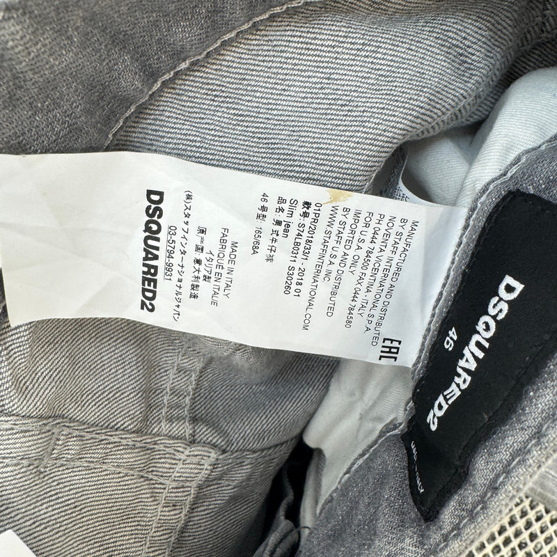 Men's Distressed Slim Jeans Grey Size S / W30