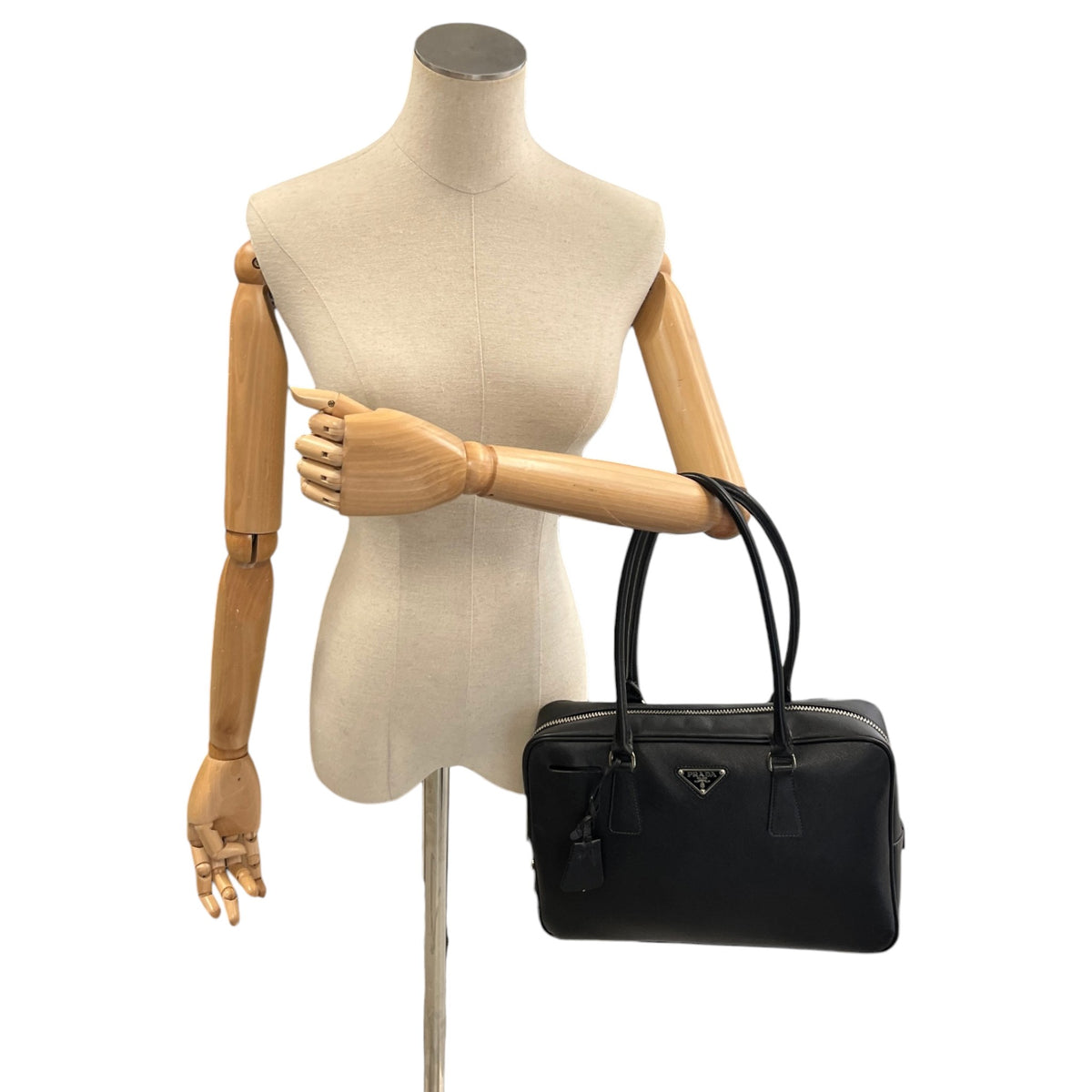 Women's Saffiano Bauletto Handbag Black - Photo 2