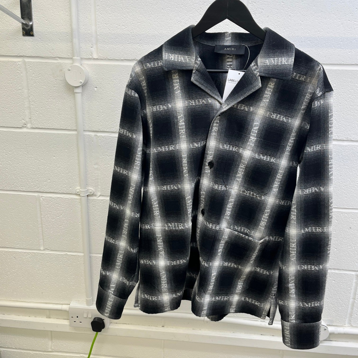 Men's Plaid Print OverShirt Black Size M - Photo 8