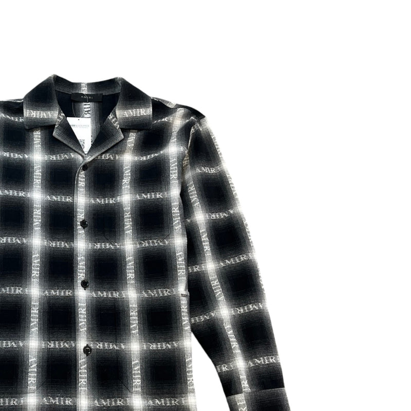 Men's Plaid Print OverShirt Black Size M