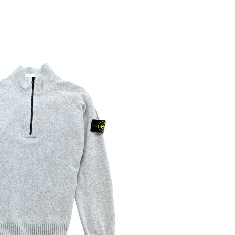 Men's Applique Logo Quarter Zip Jumper Grey Size S