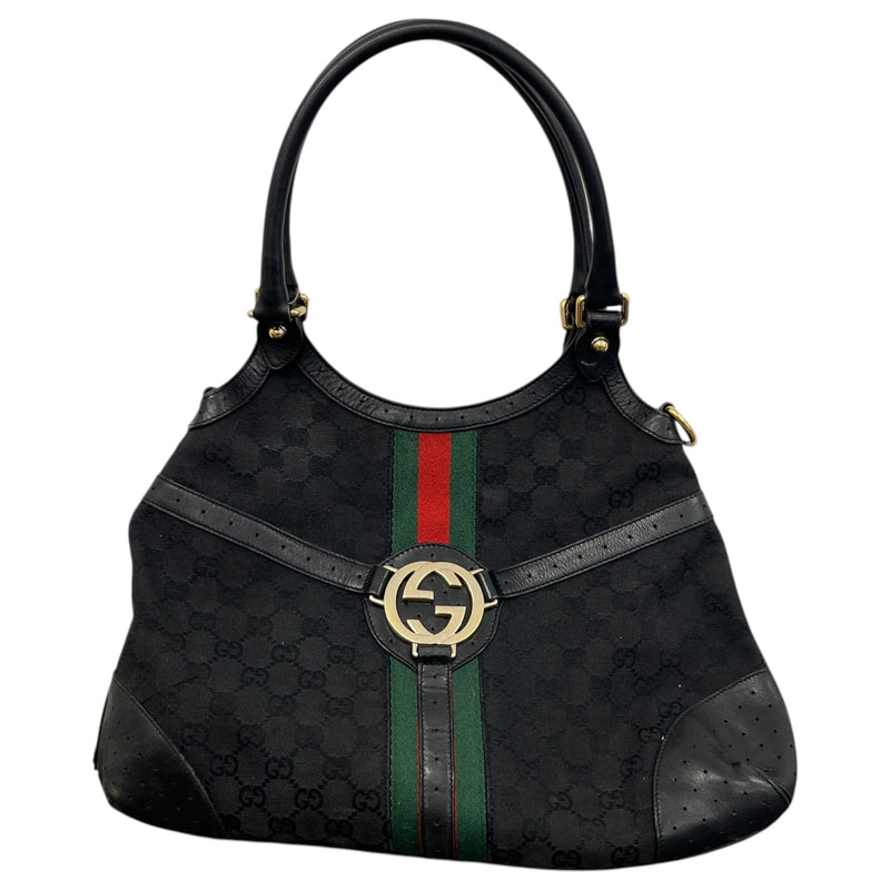 Women's GG Monogram Canvas Shoulder Handbag Black