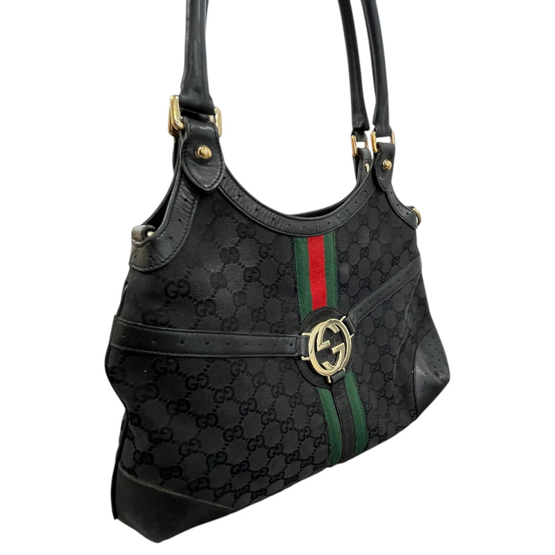 Women's GG Monogram Canvas Shoulder Handbag Black
