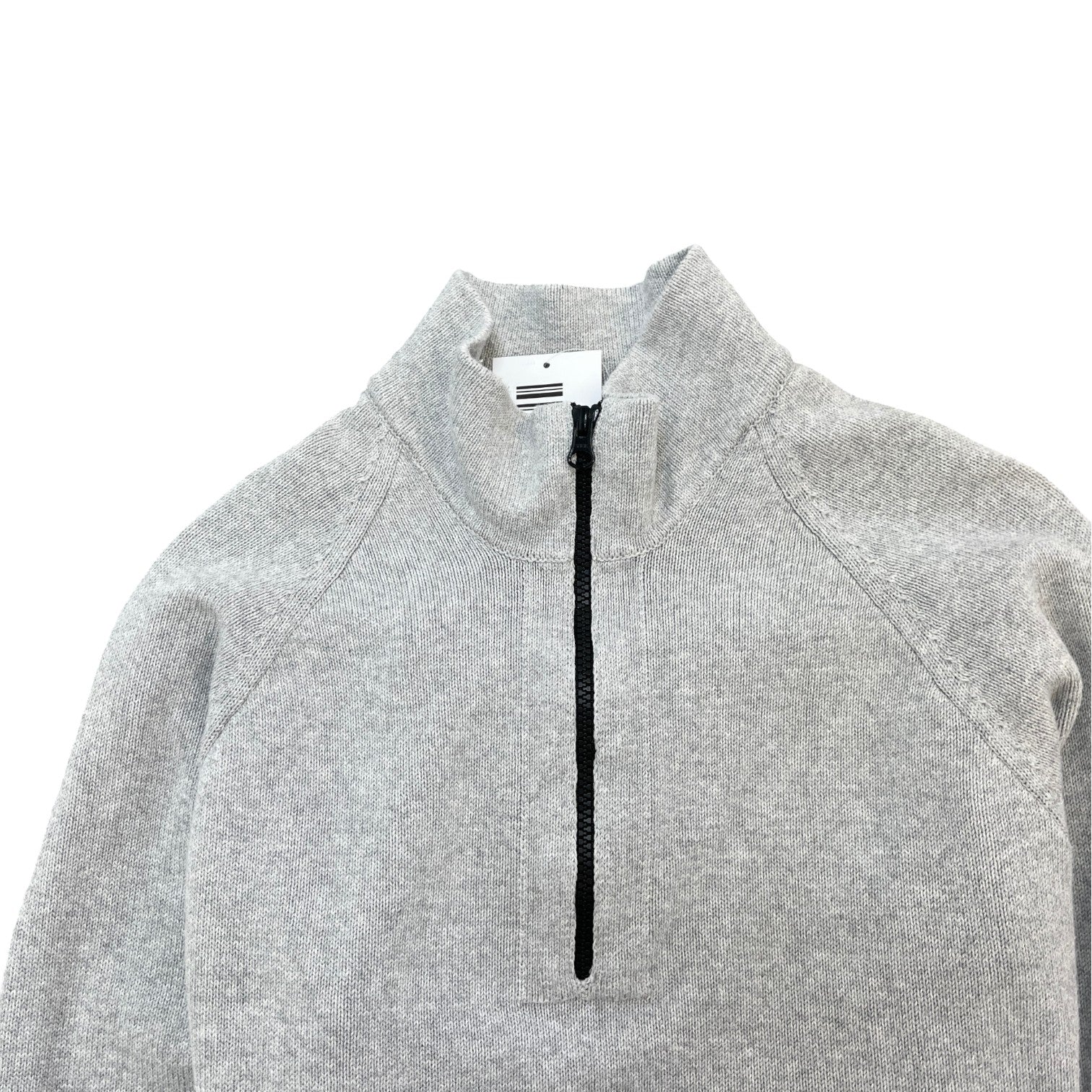 Men's Applique Logo Quarter Zip Jumper Grey Size S - Photo 6