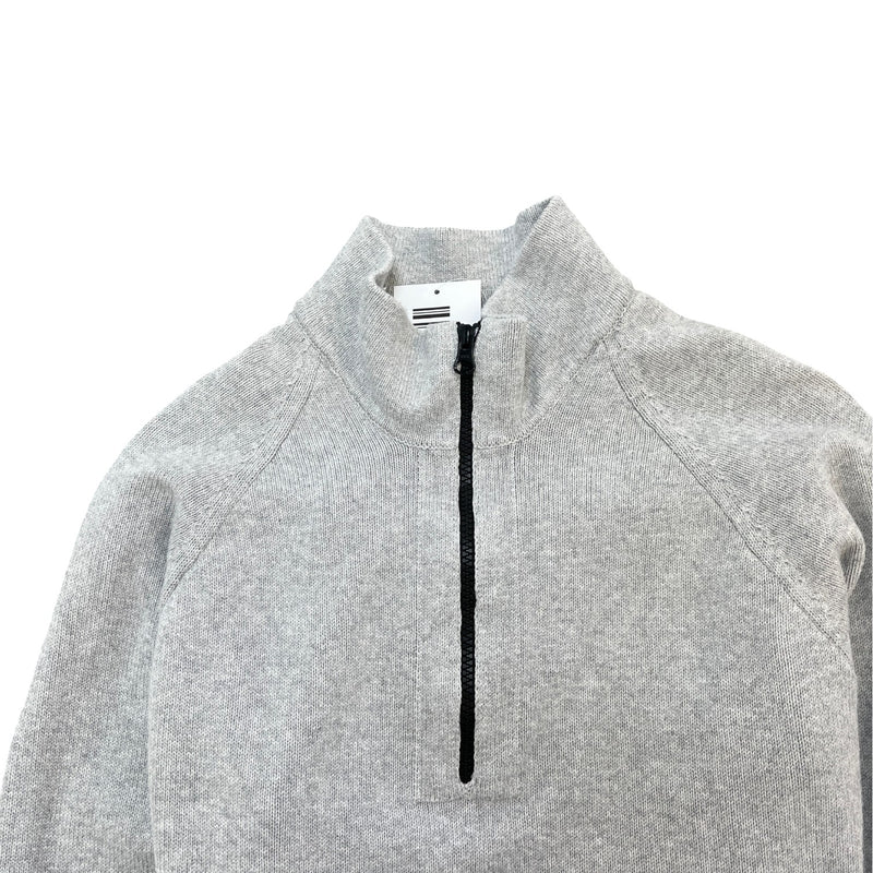 Men's Applique Logo Quarter Zip Jumper Grey Size S