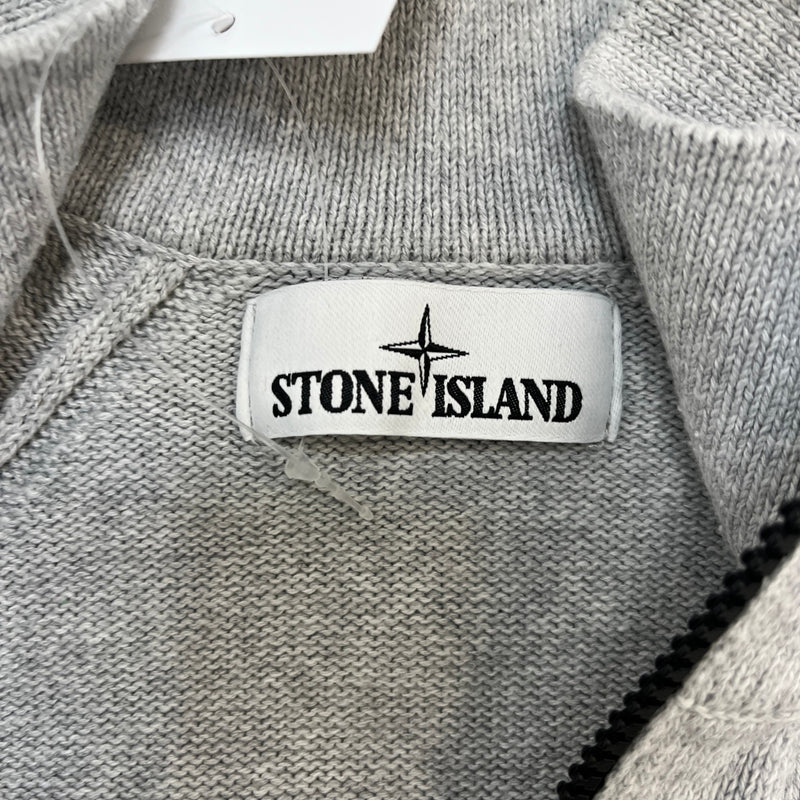 Men's Applique Logo Quarter Zip Jumper Grey Size S